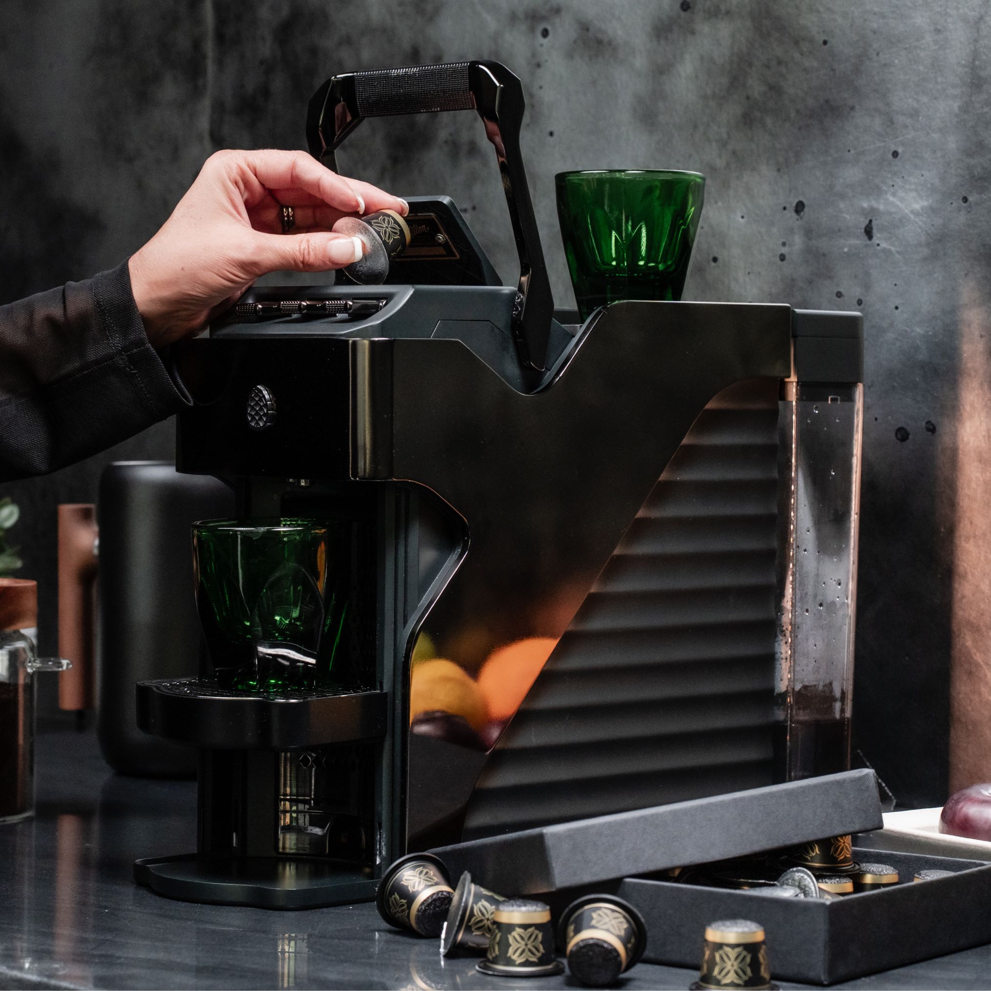 Nickel Espresso Machine | Milton Line1 | Satin Nickel | Nespresso