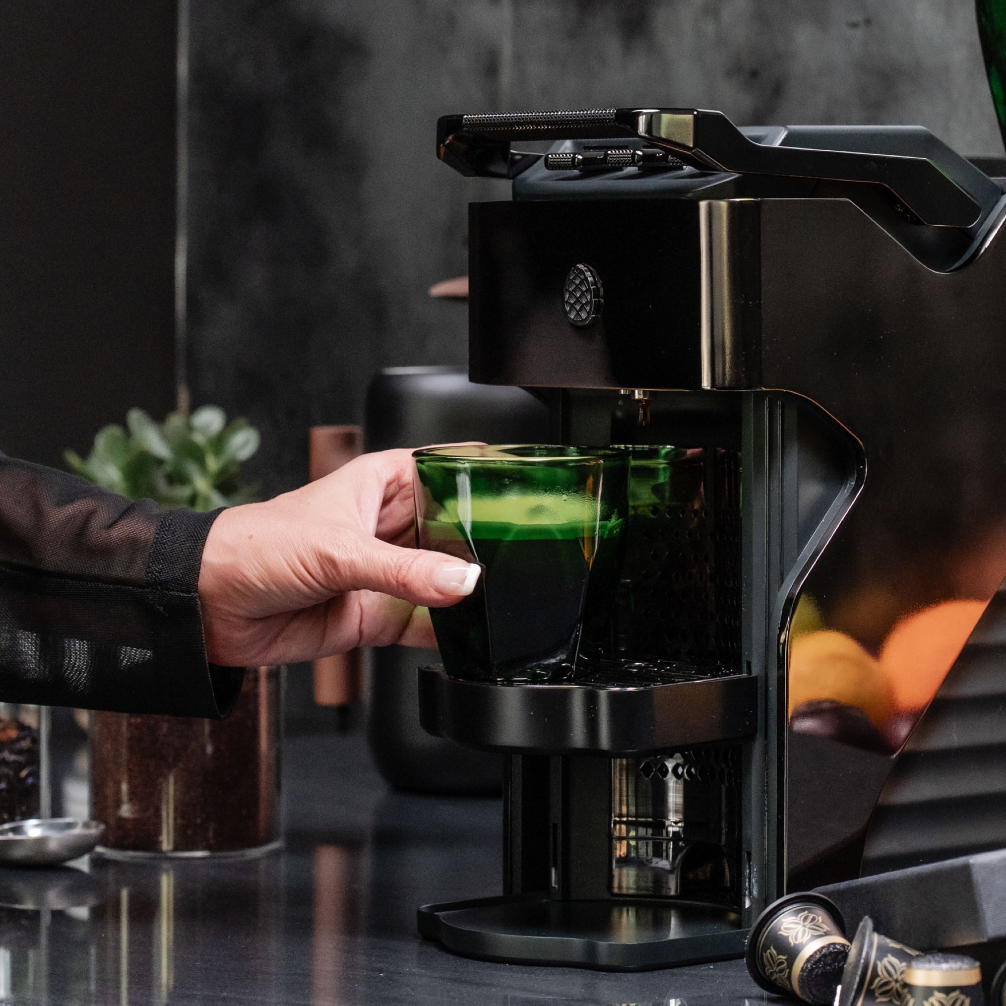 Nickel Espresso Machine | Milton Line1 | Satin Nickel | Nespresso